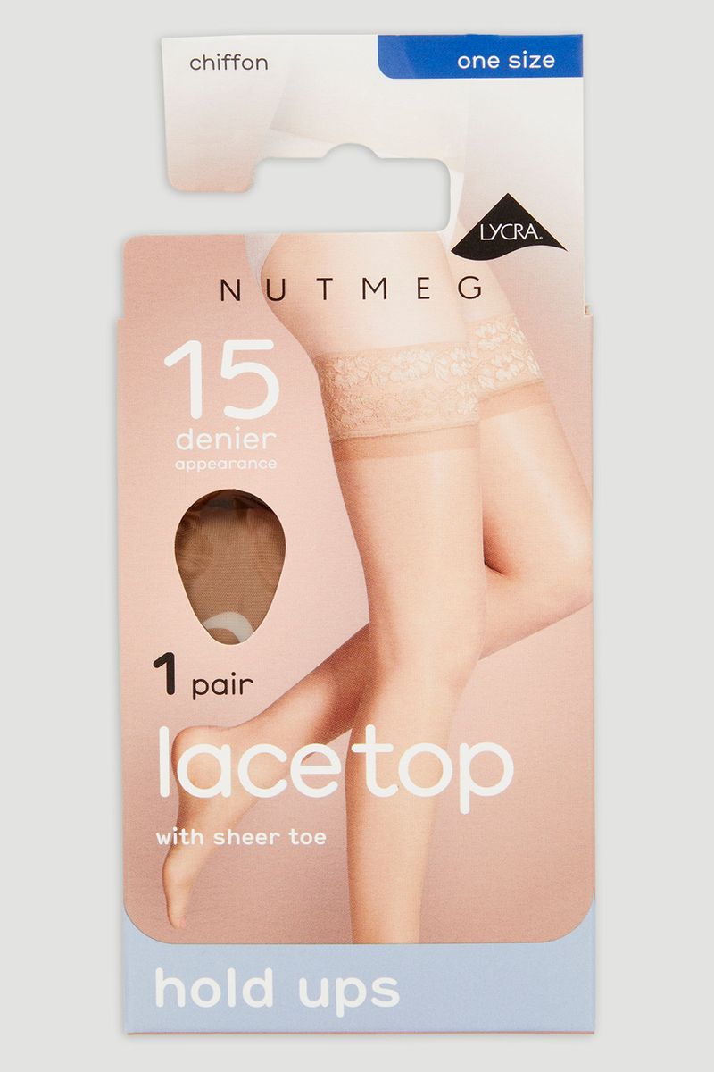 Natural 15 Denier Lace Hold-Up Tights