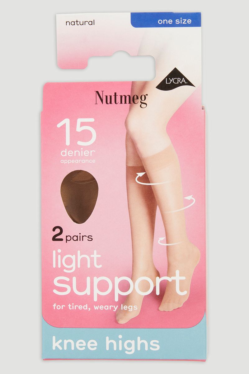Natural 2 Pack 15 Denier Knee Highs
