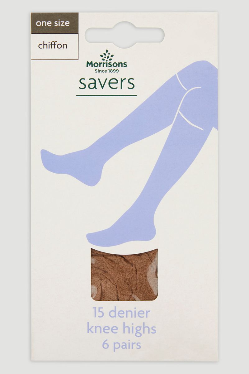6 Pack Natural 15 Denier Knee Highs