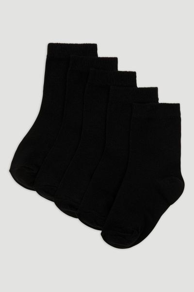 5 Pack Black Boys School Socks