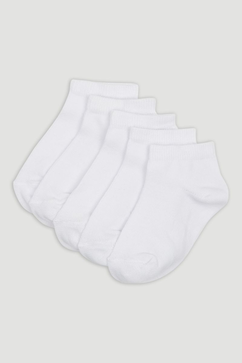 5 Pack White Girls Trainer Socks