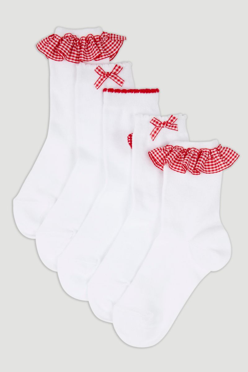 5 Pack Red Gingham Socks