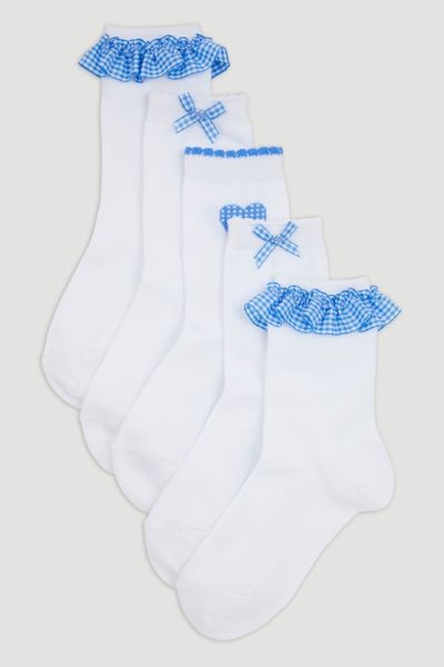 5 Pack Blue Gingham Socks