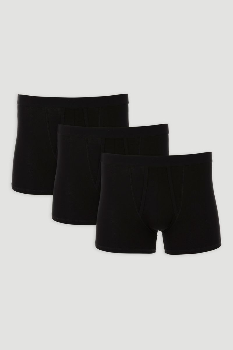 3 Pack Black A-Front Fly Trunks