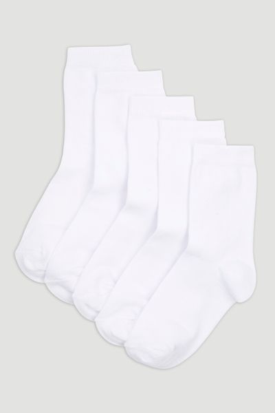 5 Pack White Girls School Socks