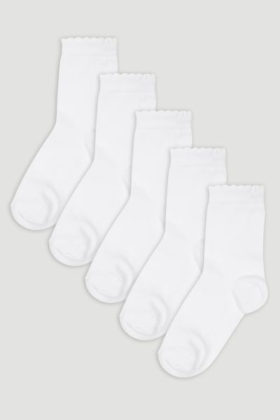 5 Pack White Picot Girls School Socks