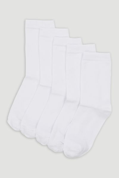 5 Pack White Ladies Socks
