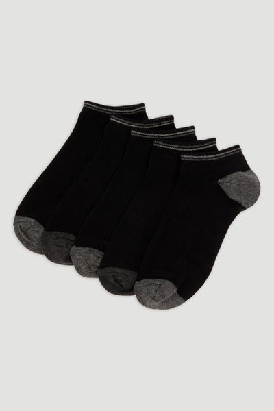 5 Pack Black Trainer Liner Socks