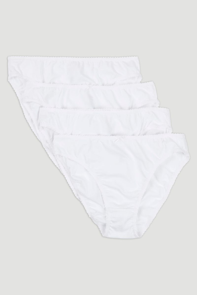 4 Pack High Leg White Briefs