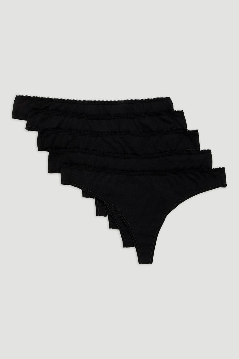 5 Pack Black Thongs
