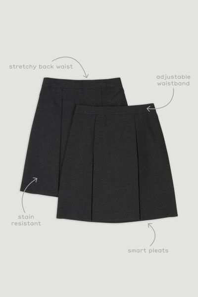 2 Pack Charcoal Pleated Skirts
