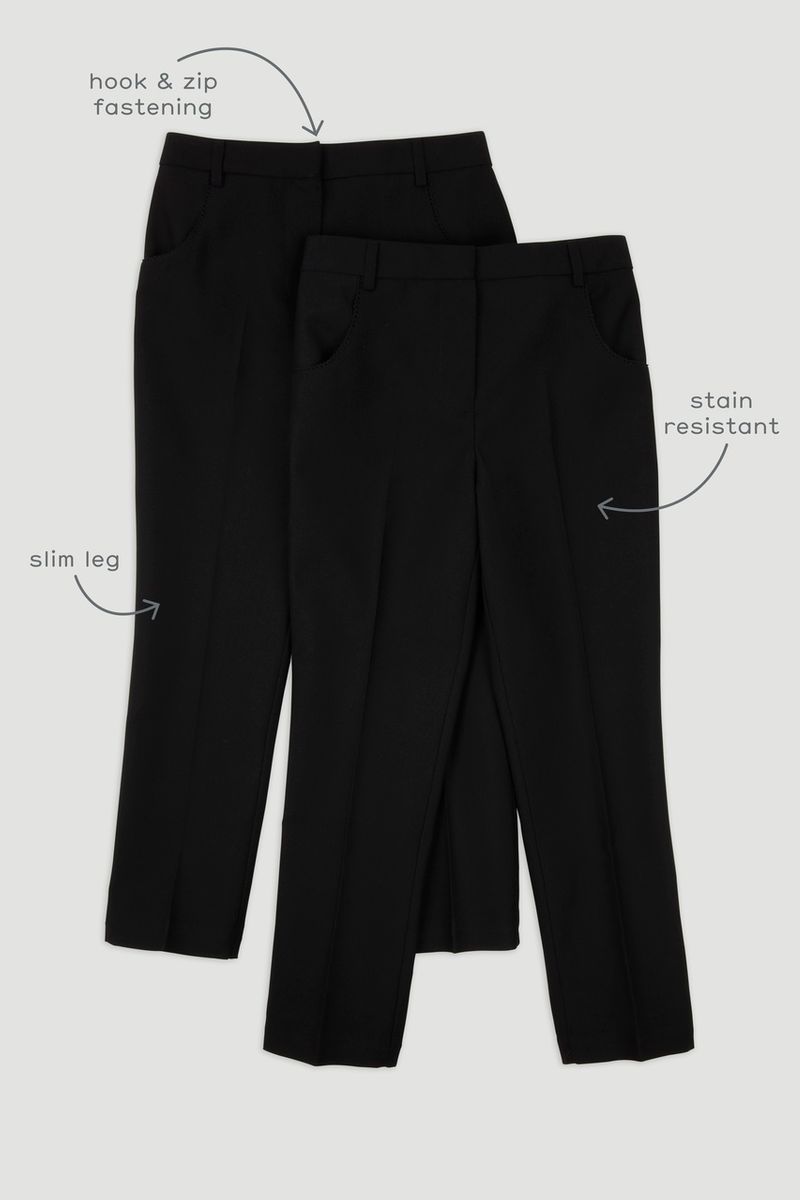 2 Pack Slim Fit Trousers
