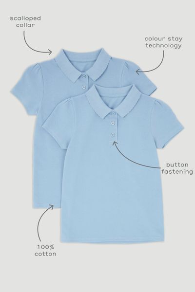 2 Pack Pale Blue Polo T-Shirts