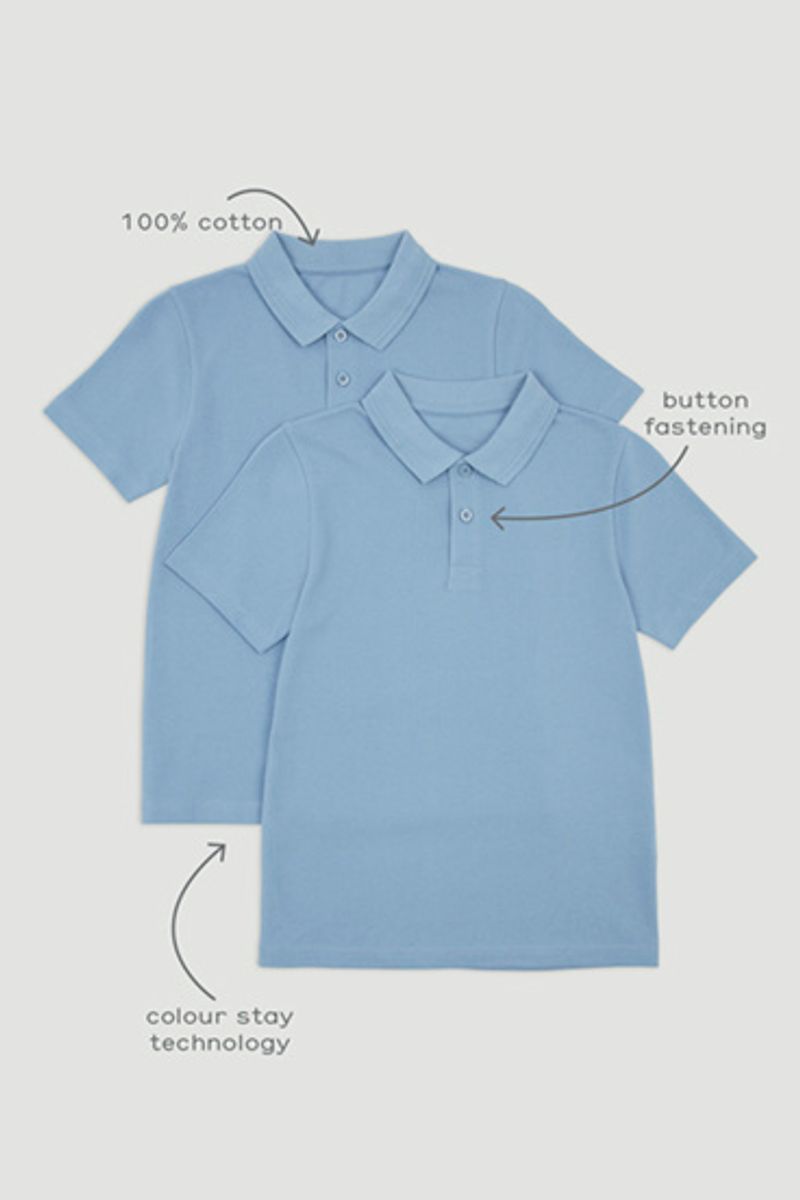 2 Pack Pale Blue Polo Shirts