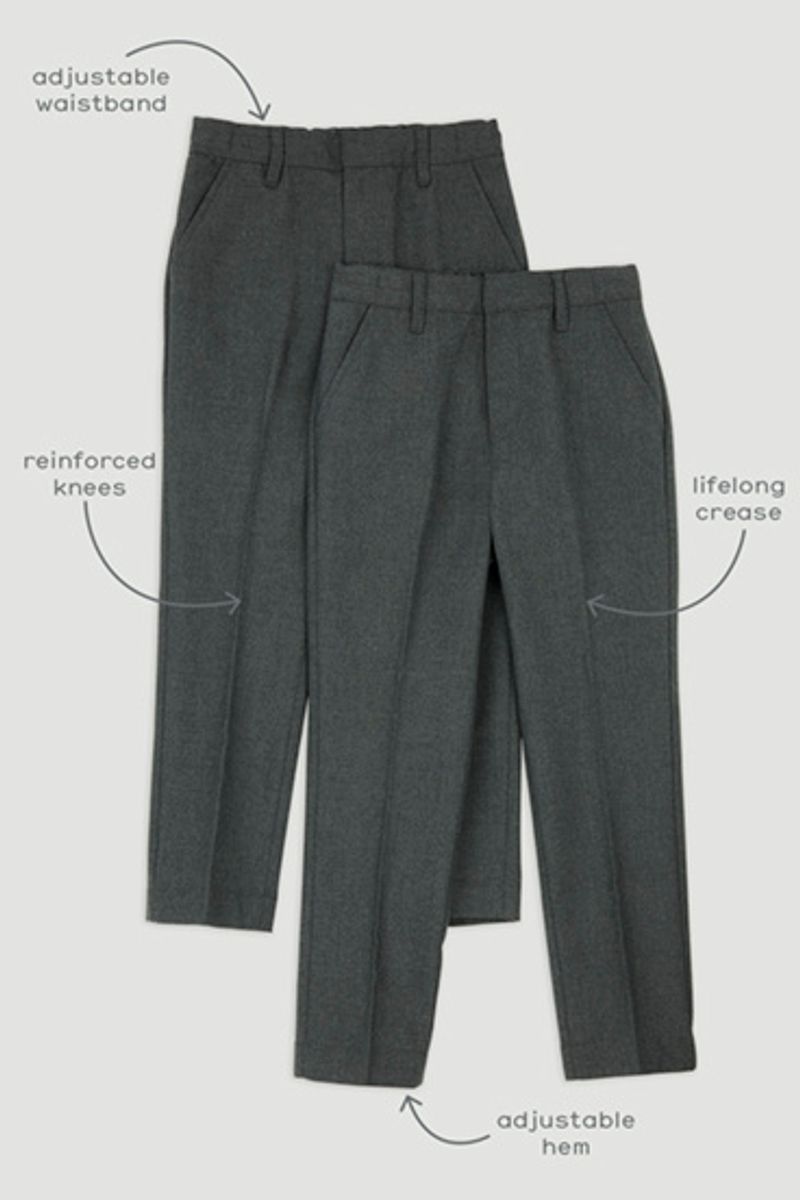 2 Pack Charcoal Regular Fit Trousers