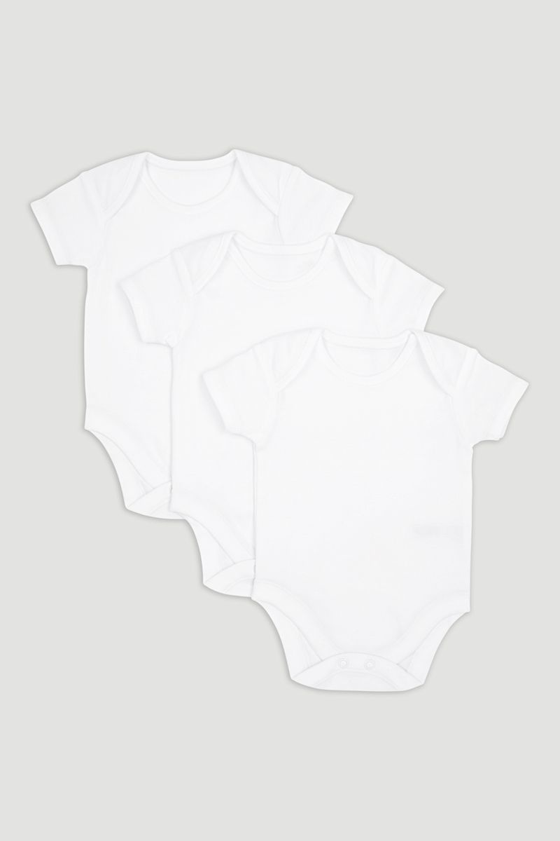 3 Pack White Short sleeve Bodysuits