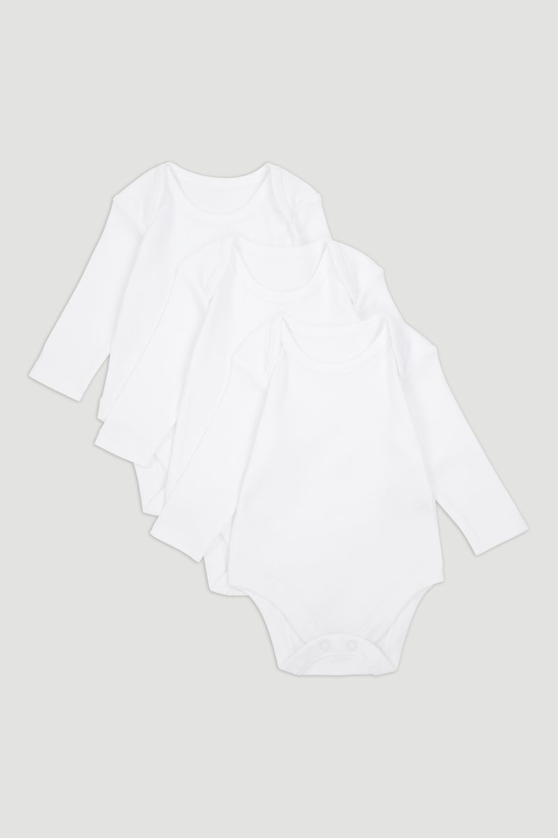 3 Pack Long Sleeve White Bodysuits