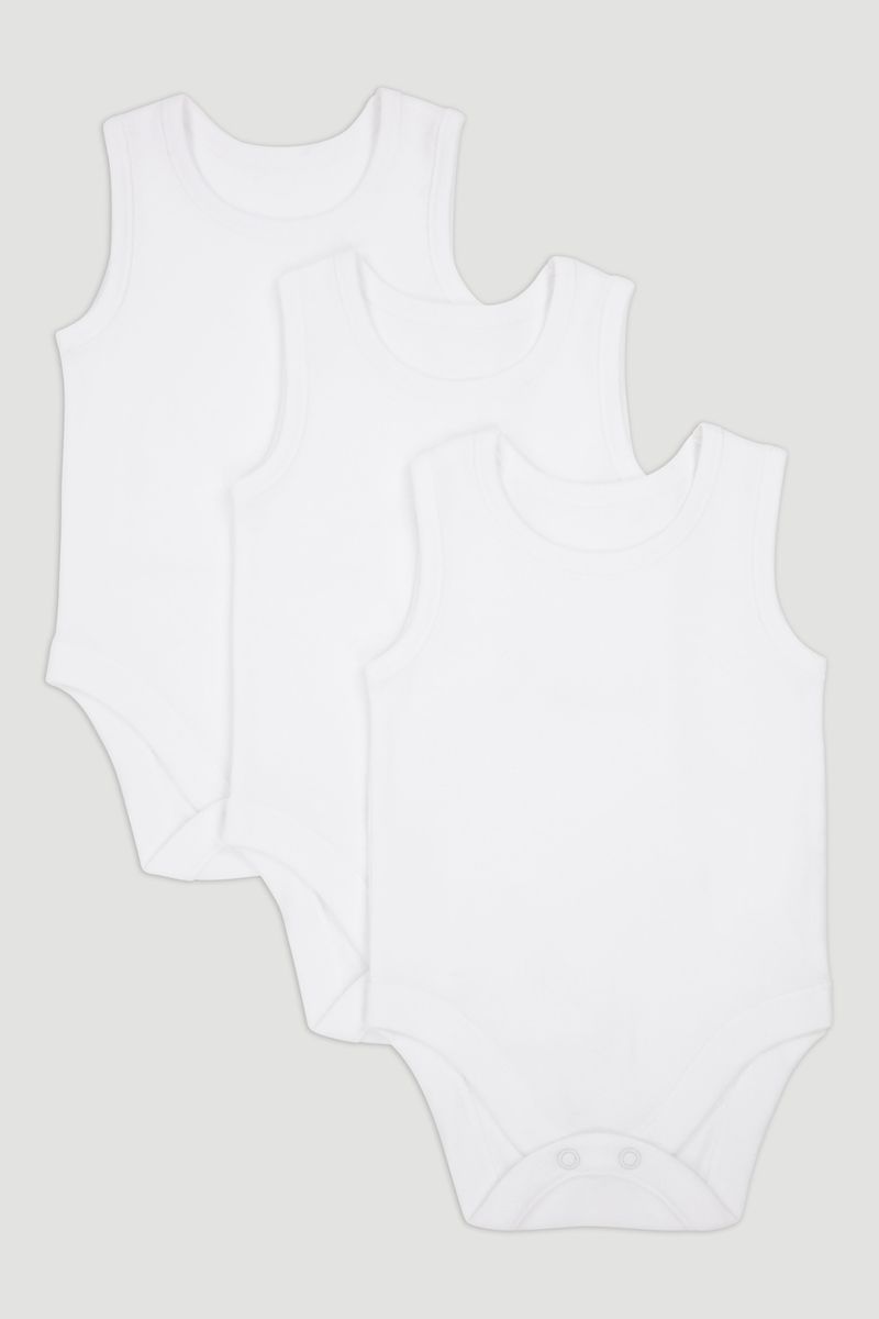 3 Pack White Vest Bodysuits