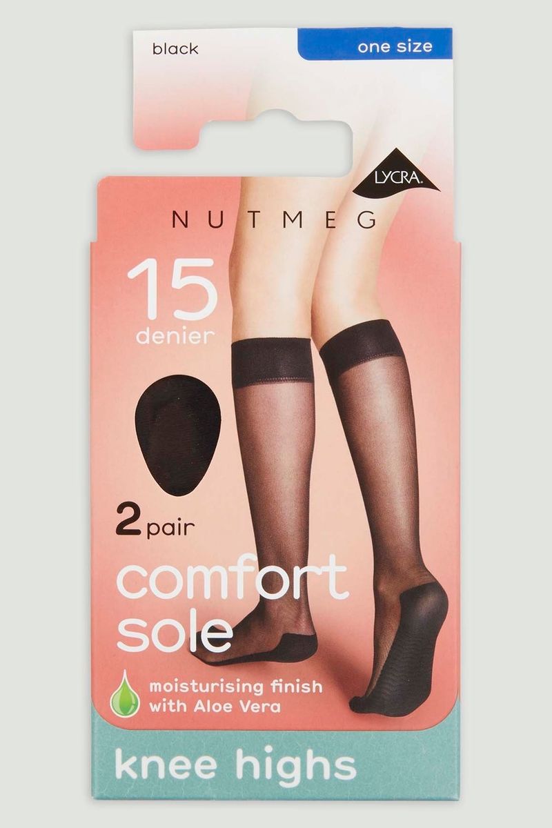 2 Pack 15 Denier Black Knee Highs