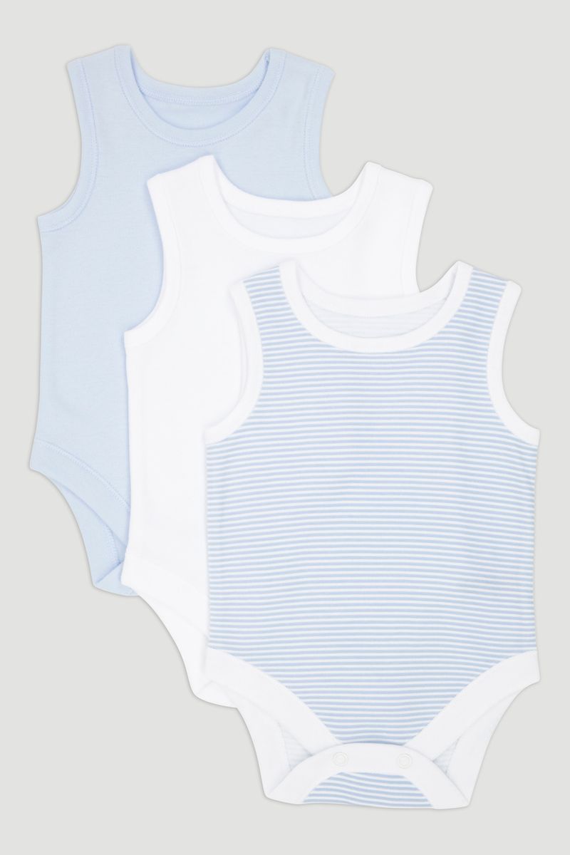 3 Pack Blue Vest Bodysuits
