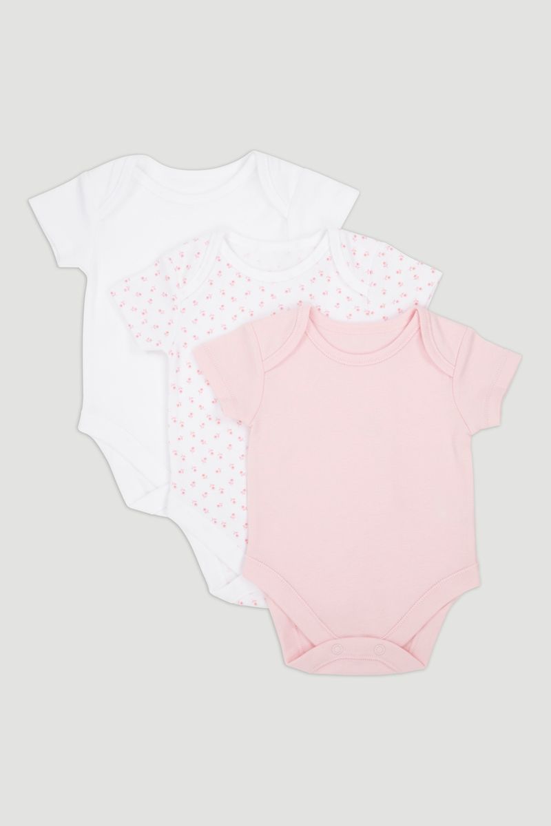3 Pack Pink Short Sleeve Bodysuits