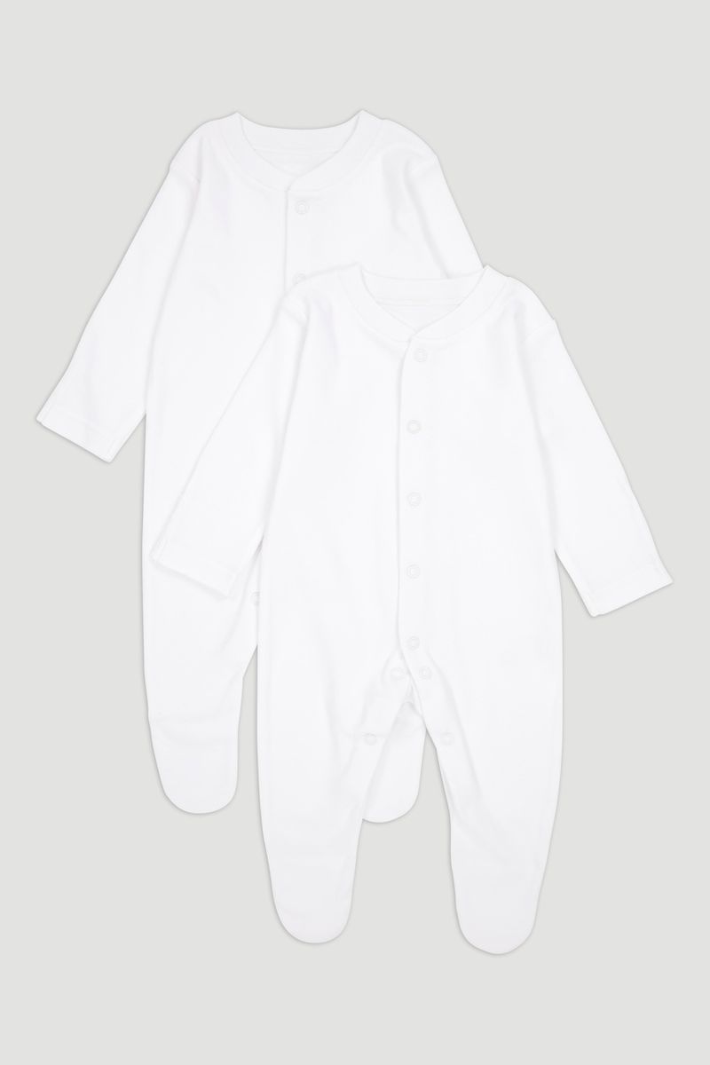 2 Pack White Sleepsuits