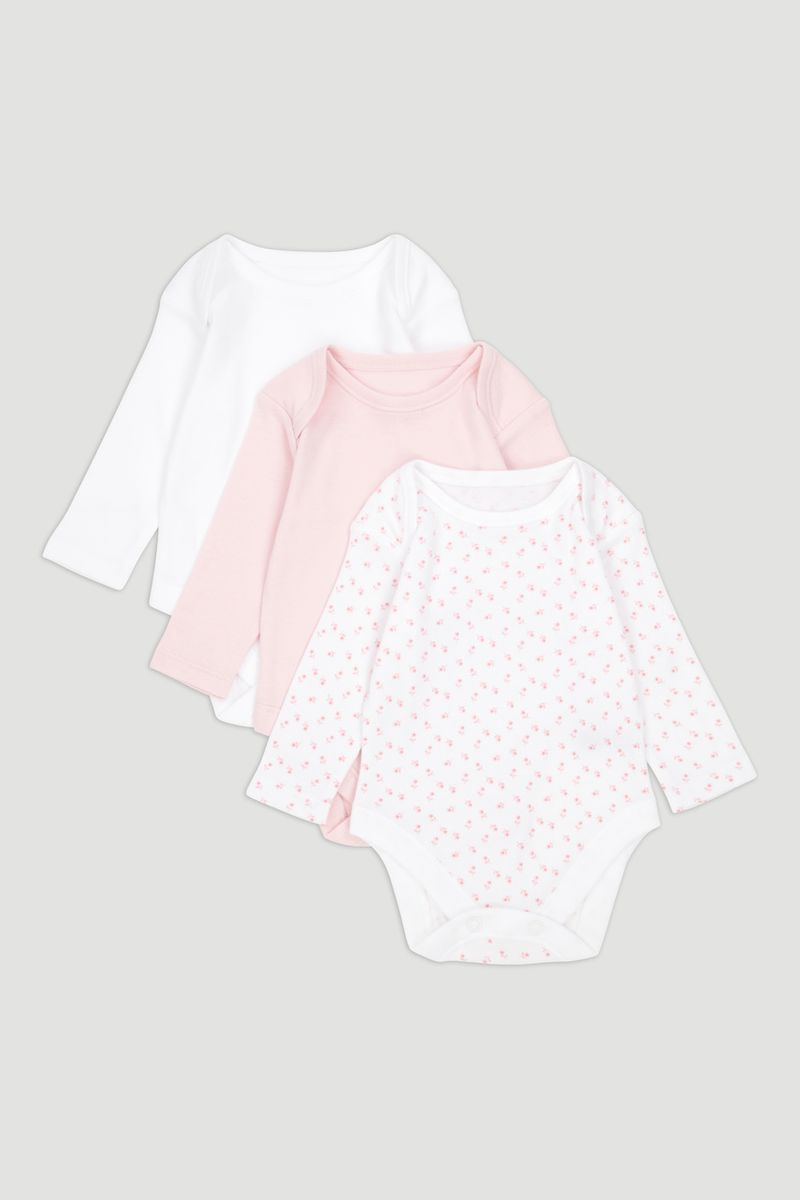 3 Pack Pink Long Sleeve Bodysuits