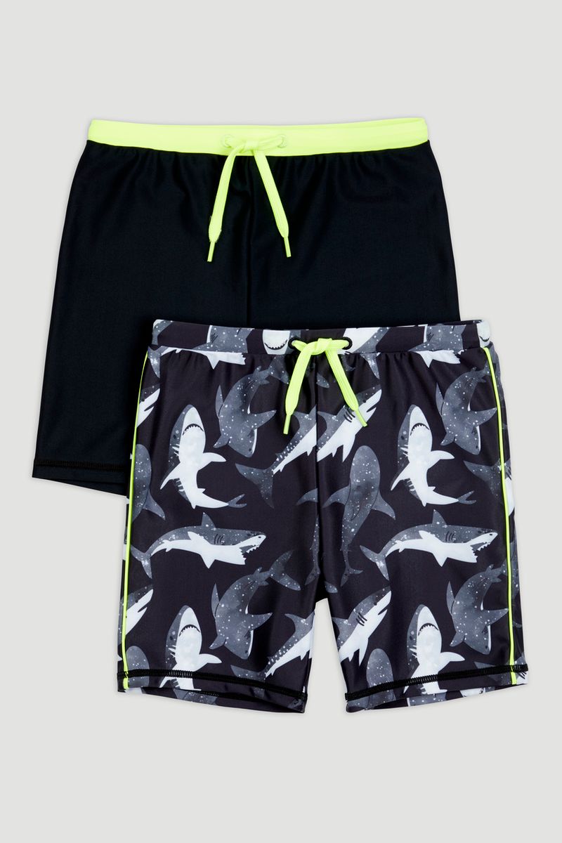 2 Pack Shark Swim Trunks 1-14yrs