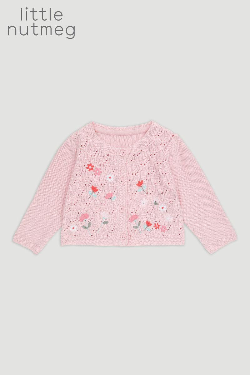 Little Nutmeg Pink Flower Cardigan