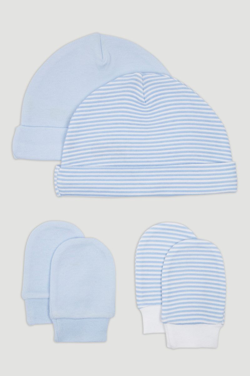 2 Pack Blue Hats & Scratch Mitts