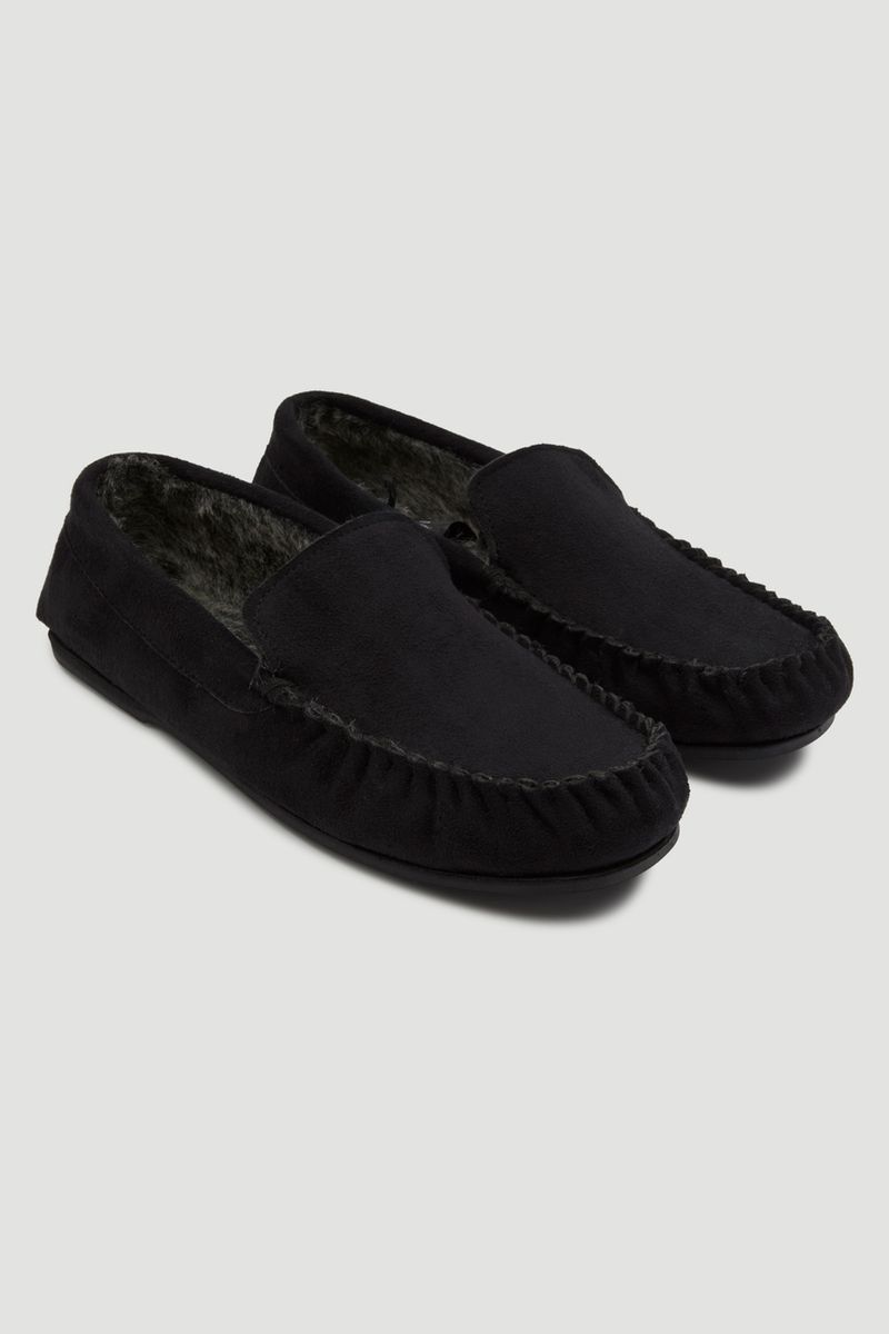 moccasin slippers black