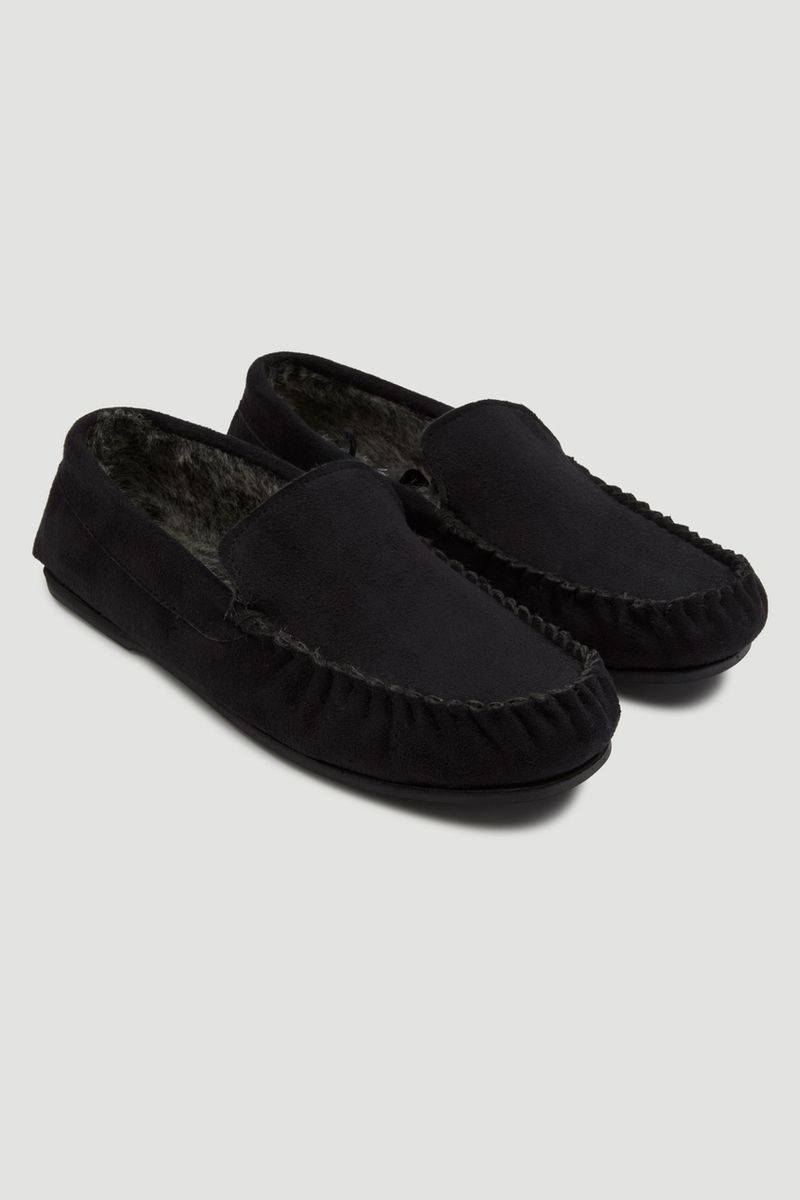black fur lined moccasins