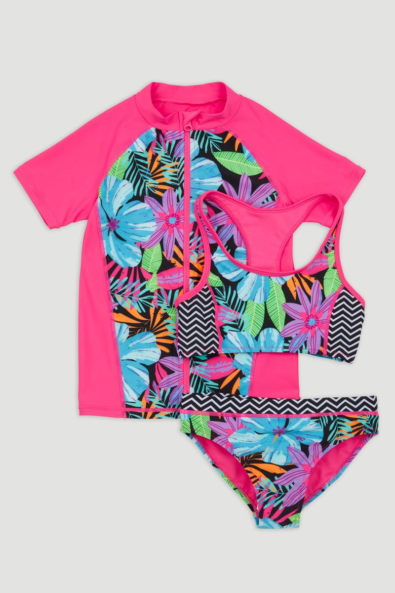 3 Piece Tropical Flower Swim Set