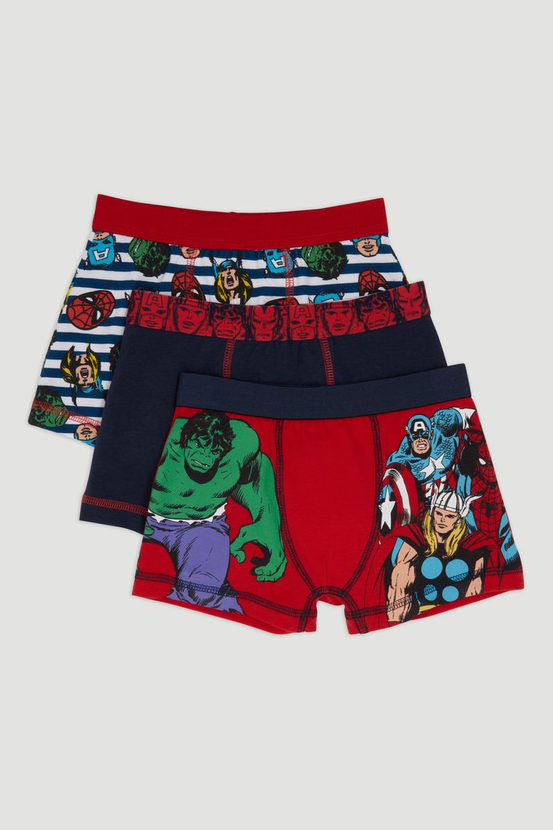 3 Pack Marvel Print Trunks