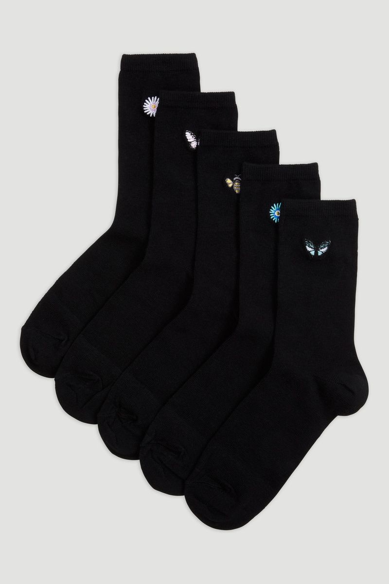 5 Pack Embroidered Icon Socks