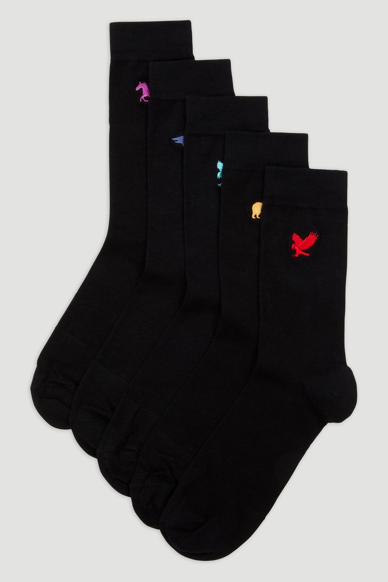 5 Pack Icon Black Sock