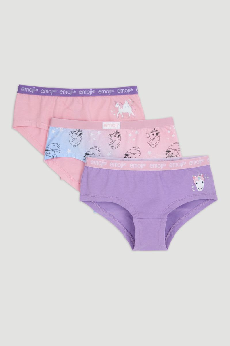 3 Pack Unicorn Emoji Shorts