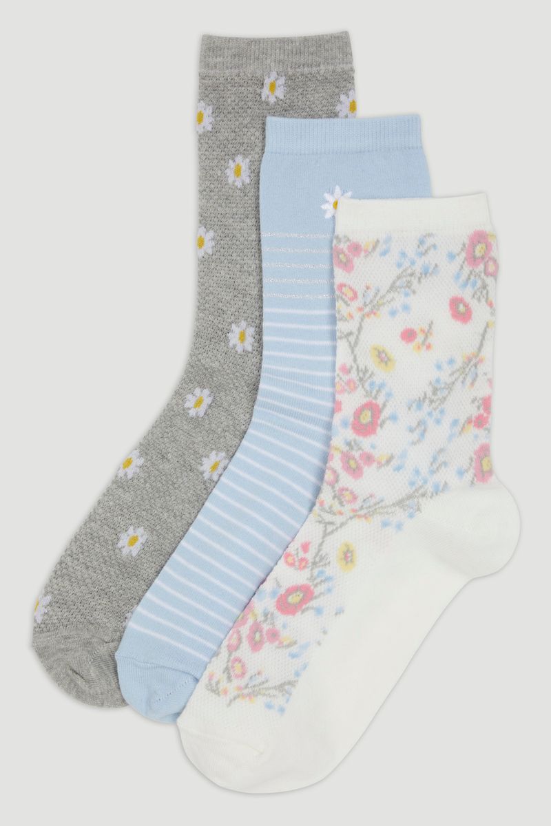 3 Pack Floral Socks