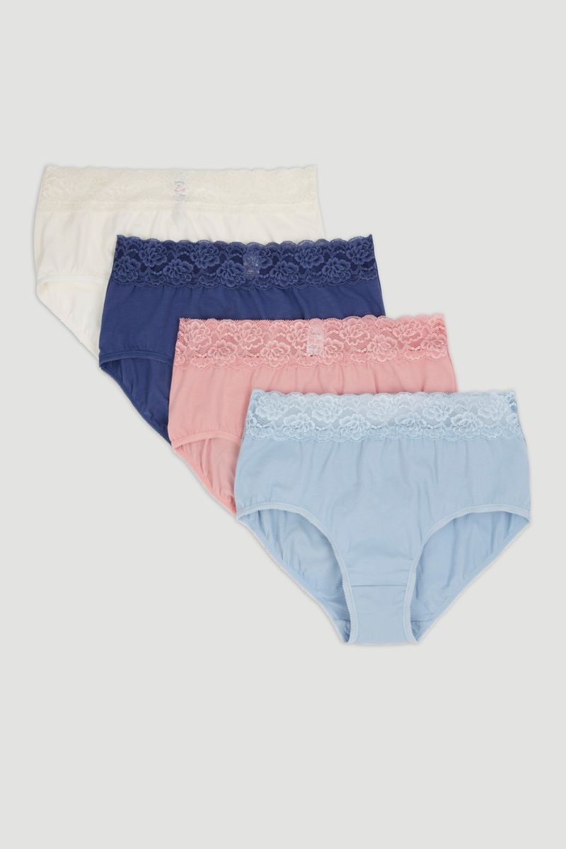 4 Pack Pastel Lace Full Briefs