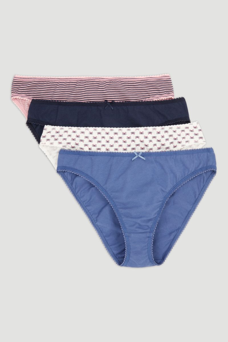 4 Pack High Leg Print Briefs