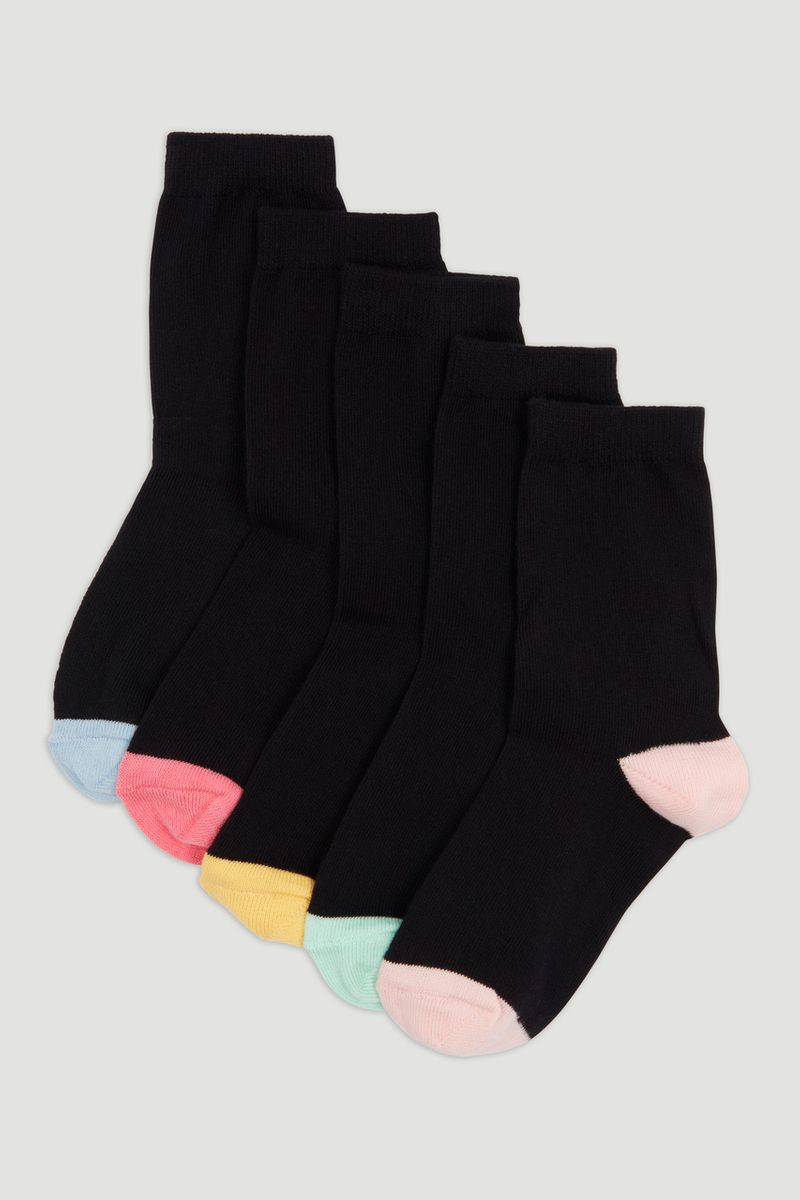 5 Pack Pastel Heel & Toe Socks