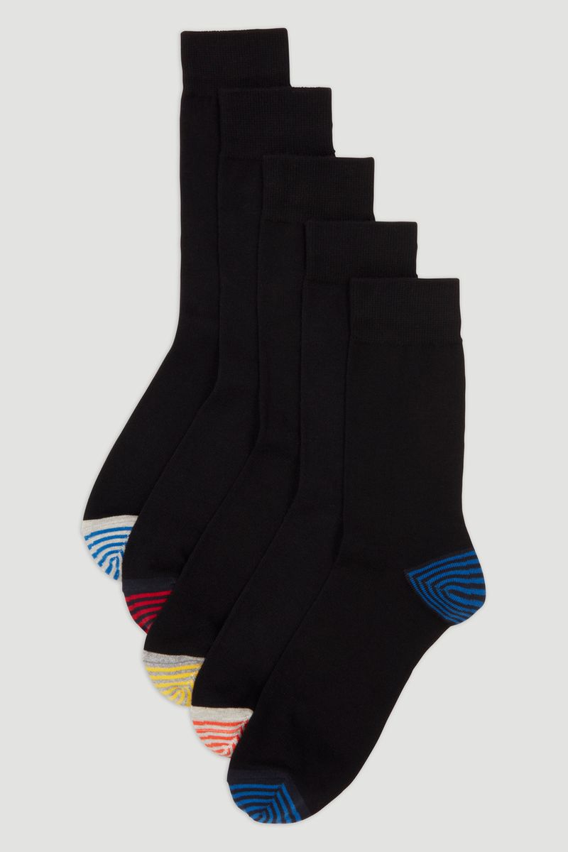 5 Pack Stripe Heel & Toe Sock