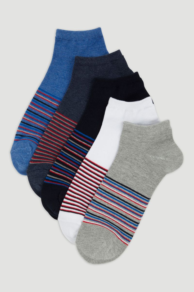 5 Pack Stripe Trainer Socks