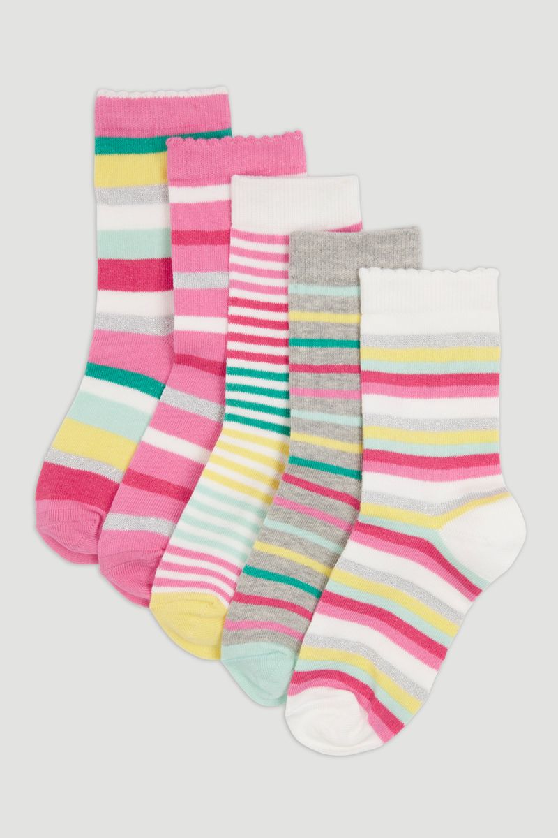 5 Pack Pink Stripe Socks
