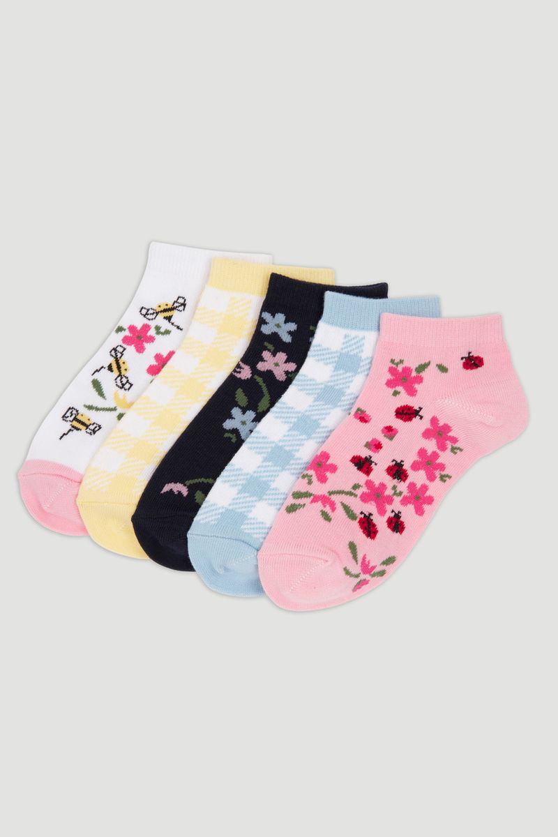 5 Pack White Ladybird Trainer Socks