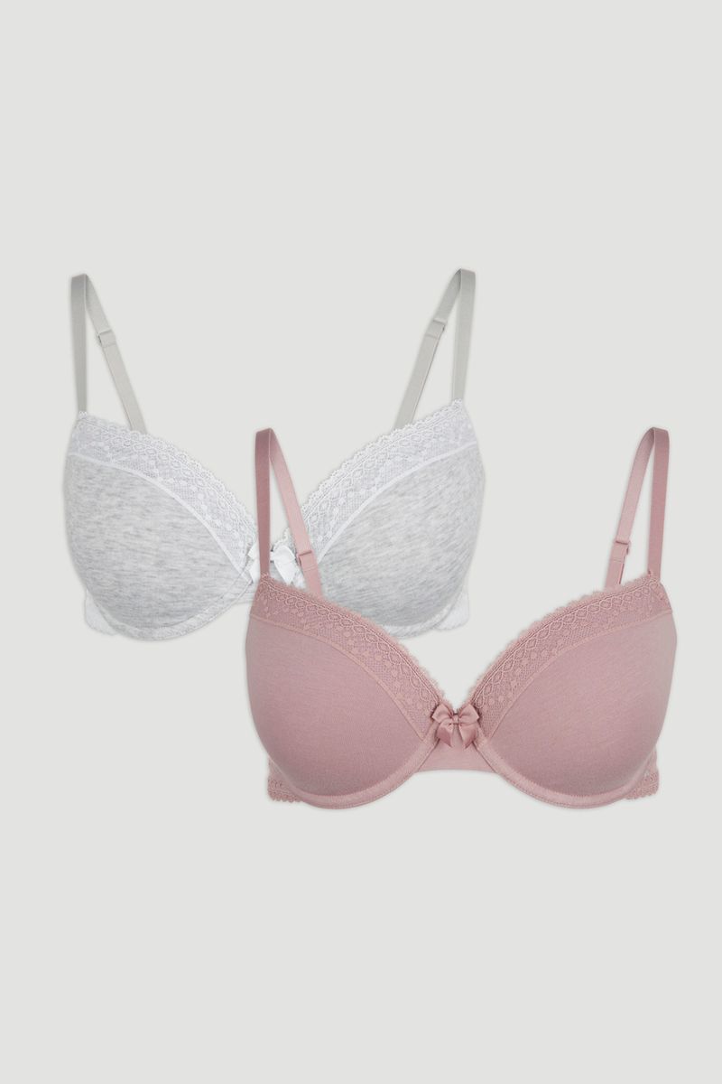 2 Pack Lace Trim T-Shirt Bras