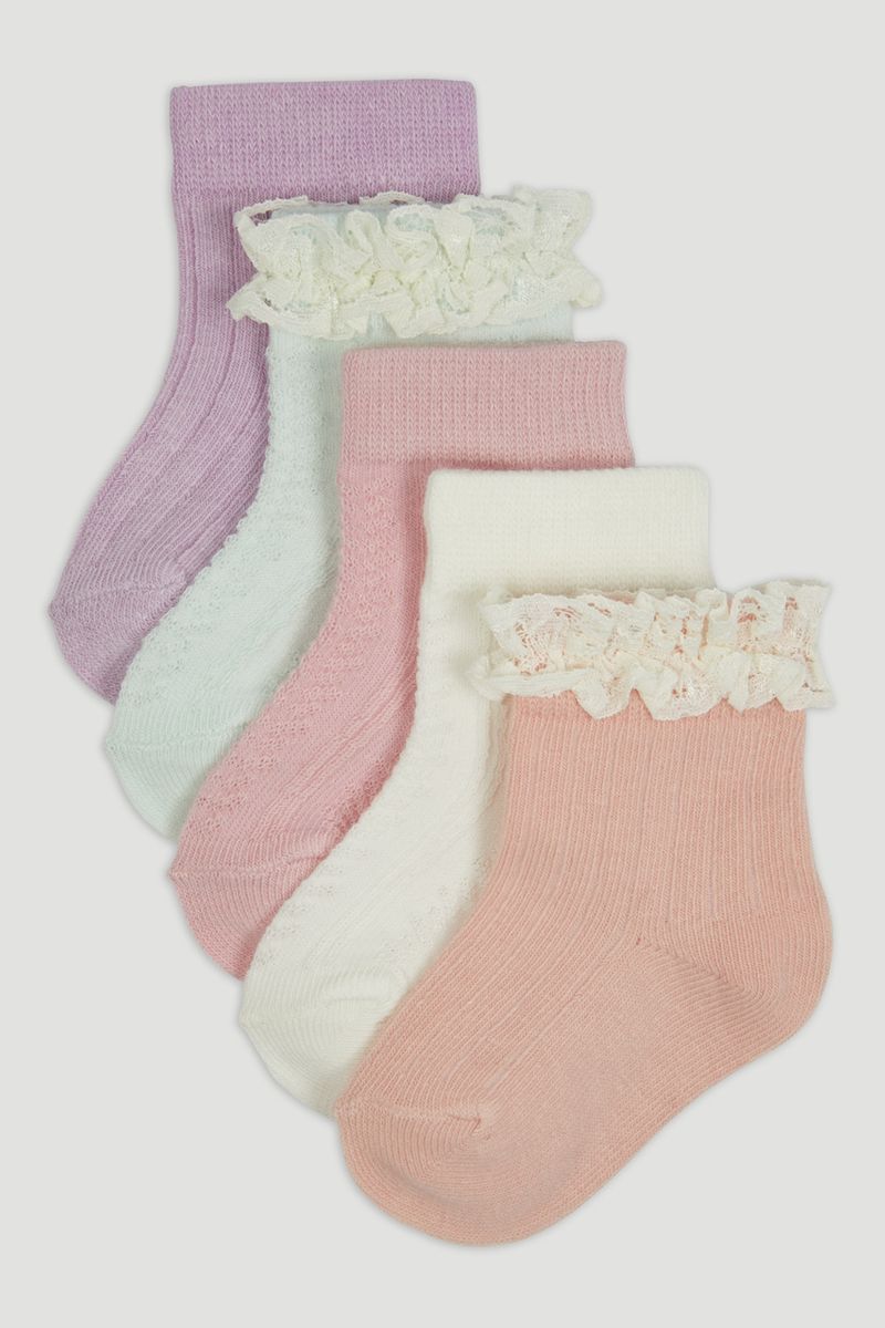 5 Pack Pastel Frilly Socks