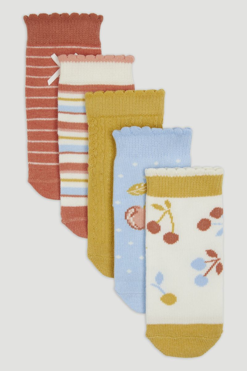 5 Pack Cherry Pattern Socks