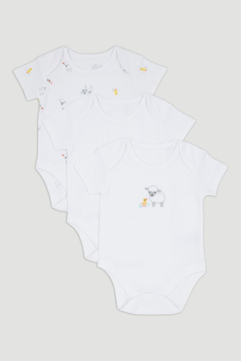 3 Pack White Lamb Bodysuits