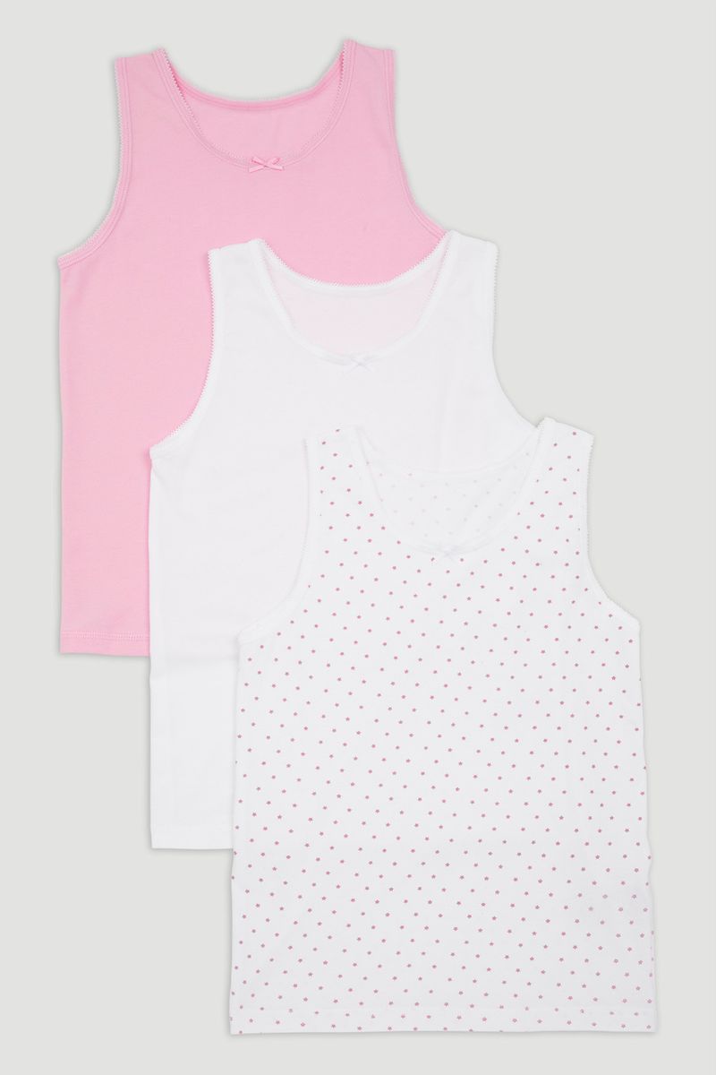 3 Pack Pink & White Vests